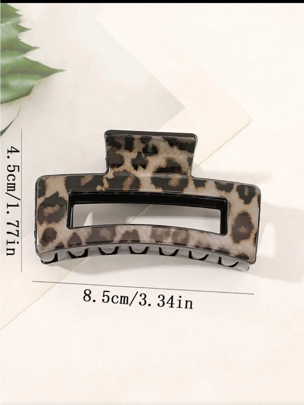 Leopard Print Rectangle Hair Claw Clip - Multicolor